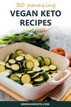 Looking for vegan keto diet recipes? If you want to go keto while eating a vegan diet - plus 30 of my favorite keto vegan recipes. Sliced Zucchini, Vegan Diet Recipes, Breakfast Low Carb, Keto Diet Foods, Keto Breakfast Recipes