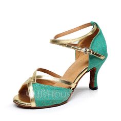 Low Heel Summer Dance Heels, High Heel Dance Shoes For Summer, Summer High Heel Dance Shoes, High Heel Sandals For Summer Dance, Summer Dance Shoes With Round Toe, Gold Open Toe Dance Shoes For Summer, Fitted Open Toe Dance Shoes For Summer, Formal Synthetic Ankle Strap Dance Shoes, Gold Open Toe Summer Dance Shoes