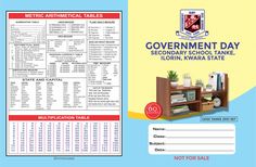 a poster for the government day with information on it and an image of bookshelves