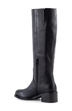 A low stacked heel gives just-right height to a classic leather boot with Western-inspired stitching at the vamp. 2" heel 16" shaft; 14 3/4" calf circumference Inset side-zip closure Leather upper/synthetic lining and sole Imported Leather Heeled Boots With Side Zipper And Round Toe, Leather Knee-high Boots With Zipper Closure For Fall, Leather Boots With Zipper Closure And Low Heel, Leather Knee-high Boots With Zipper For Work, Leather Wide Calf Heeled Boots With Zipper, Leather Wide Calf Boots With Zipper, Leather Moto Boots With Zipper And Wide Calf, Leather Moto Boots With Zipper For Workwear, Leather Boots With Zipper And Wide Calf