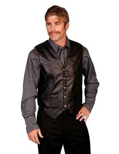 Great Shopping Scully Western Vest Mens Five Snap Leather Single Point Yoke F0_507, Mens Coats Jackets Mens Vest Casual, Western Vest, Leather Waistcoat, Mens Western, Black Leather Vest, Mens Leather Pants, Fringe Vest, Mens Fashion Rugged, Mens Cowboy