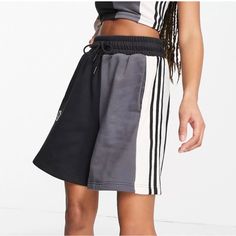 New With Tag, Just Wrinkled From Storage. Labeled Size Xs. Colorblocked Design In A Relaxed Fit Silhouette. High Rise. Drawstring Waist. Side Pockets. 70% Cotton, 30% Polyester. Adidas Drawstring Shorts, Black Cotton Color Block Bottoms, Black Color Block Bottoms For Streetwear, Black Athleisure Shorts With Side Stripes, Black Patchwork Shorts, Sporty Shorts With Contrast Color, Black Sporty Shorts With Contrast Color, Black Shorts With Contrast Color For Summer, Sporty Black Shorts With Contrast Color