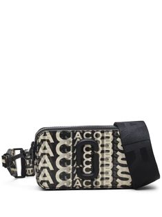 black/beige monogram pattern appliqué logo slip pocket to the rear two zip-fastening compartments adjustable detachable shoulder strap internal logo stamp internal card slot partitioned compartment Marc Jacob Backpack, Marc Jacobs Crossbody Bag, Crossbody Bag Pattern, Monogram Pattern, Crossbody Bag Women, Marc Jacobs Bag, Monogram Bag, Logo Stamp, Black Cross Body Bag