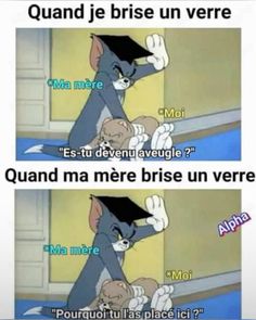 an animated cartoon with the caption'quand je brise un vere '