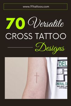 the words 70 versatie cross tattoo designs