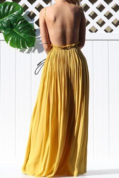 "A maxi dress featuring crochet detailing. Color: Mustard Material: 100% Rayon, Lining 100% Poly Waist: S: 26 inches and stretches up to 40 inches M: 28 inches and stretches up to 42 inches L: 30 inches and stretches up to 44 inches Adjustable spaghetti straps Fully lined Elastic waist with ruff hem Bottom cut edge Size recommendations by cup size: A cup: Small, B-C cup: Medium, D cup: Large. Also adhesive bra is recommended for extra support. Dress is 44 inches long from the waist line, armpit Mustard Lace Dress, Bohemian Maternity Dress, Backless Lace Top, Mustard Dress, Lace Maternity Dress, Dress Photoshoot, Crochet Maxi, Baby Shower Dresses, Photoshoot Dress