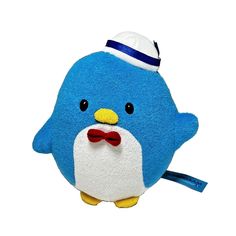 a blue bird with a hat and bow tie