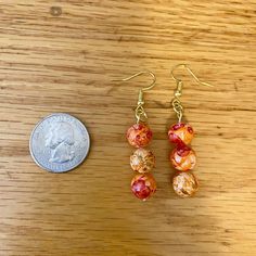 Orange bead earrings fall jewelry autumn decor glass | Etsy Orange Czech Glass Jewelry With Ear Wire, Orange Czech Glass Dangle Earrings, Orange Round Bead Earrings For Gifts, Orange Wire Wrapped Earrings For Gift, Summer Choker, Fall Bead, Colored Earrings, Clear Earrings, Golden Necklace