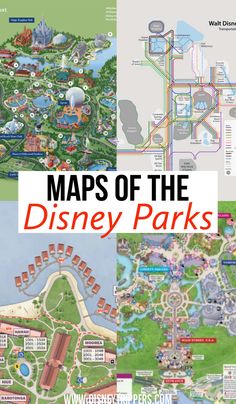 maps of the disney parks with text overlay