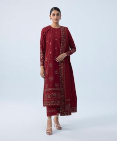 Sapphire U3PE-LX23V6-14 3 Piece Embroidered Jacquard Suit Winter Collection Default Title Sapphire U3PE-LX23V6-14 3 Piece Embroidered Jacquard Suit Winter Collection Original brand suit fabric and photography lite diffrance in actual print. Elegant Red Unstitched Suit With Floral Embroidery, Elegant Fitted Suits With Printed Motifs, Festive Long Sleeve Jacquard Lawn Suit, Jacquard Sets With Printed Motifs And Long Sleeves, Elegant Suits With Printed Motifs For Eid, Formal Suits With Printed Motifs And Long Sleeves, Elegant Formal Suit With Printed Motifs, Festive Fitted Suit With Printed Motifs, Elegant Jacquard Set With Dupatta