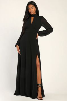 Formal Dresses | Sexy Women's Formal Gowns at Lulus Black Formal Dress Long Classy Long Sleeve, Long Black Dress With Sleeves Lulus, Black Satin Prom Dress Long Sleeve, Black Lulus Bridesmaid, Black Long Prom Dresses With Sleeves, Long Black Dress Formal Lulus, Black Formal Dress Long Sleeve, Black Long Sleeve Bridesmaid Dress, Chiffon Maxi Dress With Sleeves