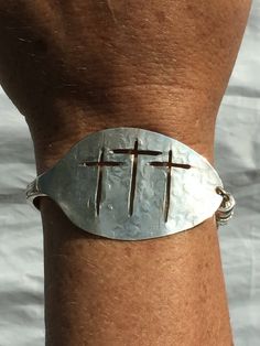 Calvary Cross, Vintage Silverware Jewelry, Hand Stamped Cuff Bracelet, Fork Jewelry, Spoon Bracelet, Stamped Spoons, Spoon Necklace, Something Old Something New, Silverware Jewelry