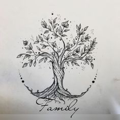 a drawing of a tree with lots of leaves