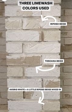 a brick wall with instructions on how to paint it and how to use the colors