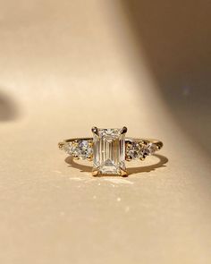 Emerald Cut Moissanite Engagement Ring Five Stone Classic Wedding Jewelry D/VVS1 Colored Moissanite, Solitaire Bands, Ring Inspo, Crunchy Granola, Cute Engagement Rings, Wedding Ring For Her, Future Engagement Rings, Emerald Cut Engagement