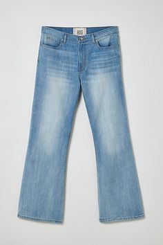 Throwback-style bell bottom jeans in 14oz. BDG denim. Relaxed fit jeans with a slouchy loose leg and wide leg openings. Only at Urban Outfitters. Features BDG Slacker relaxed fit denim jeans Bell bottom jeans by BDG Mid rise waist 14 oz. denim 5-pocket; zip fly Slouchy & loose fit Flared legs UO exclusive Content + Care 100% Cotton Machine wash Imported Size + Fit Model in Vintage Denim Medium is 6'2" and wearing size 32 Measurements taken from size 32 Rise: 10" Inseam: 33" Leg Opening: 12.5" | Casual Straight Leg Blue Flares, Casual Cotton Denim Blue Flares, Casual Denim Blue Cotton Flares, Casual Wide Leg Denim Blue Flares, Casual Blue Flares With Five Pockets, Casual Blue Wide Leg Flares, Relaxed Fit Jeans, Vintage Denim, Bell Bottom Jeans