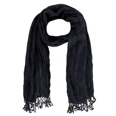 Women's Solid Color Crinkle Tassel Scarf by CTM | Winter Scarves at BeltOutlet.com Tassel Scarf, Effortless Style, Scarf Wrap, Boho Chic