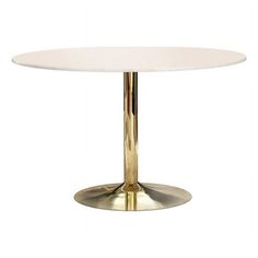 an image of a white table with gold legs