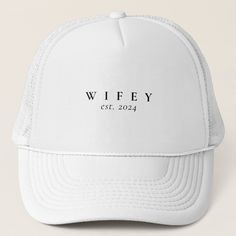 Create a custom gift for the newlywed bride with this personalized wifey trucker hat. Bride Trucker Hat With Patches, Bridal Trucker Hats, Personalized White Wedding Hat, Personalized Bride, Baseball Trucker Hat, Hat Hairstyles, Customized Gifts, Modern Minimalist, Note Pad