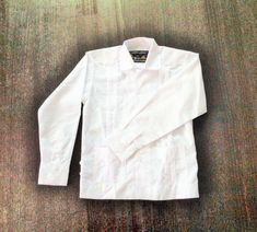 Beautiful Mexican White Real Guayabera Long Sleeve 100% Cotton Different sizes Size 12 months to 10 years Traditional Long Sleeve Cotton Shirt, Boys Tops, Boys Top, Kids Boys, Chef's Jackets, 12 Months, Size 12, Tops & Tees, Long Sleeve