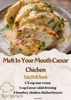 a menu with chicken and gravy on it