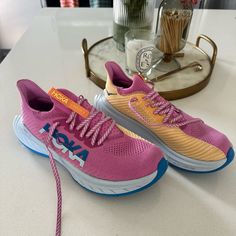 Hoka Carbon X 3 Sneakers Free People Exclusive Style Color: Cyclamen / Impala Size: Us Women's 7.5 Brand New Without Box! Only Tried On Once Never Worn Outside Of My Home Paid Over $200 Firm On Price! :) Pink Athleisure Running Shoes With Laces, Pink Running Shoes With Laces For Light Sports, Pink Lace-up Running Shoes With Boost Midsole, Pink Lace-up Running Shoes With Rubber Sole, Pink Running Shoes With Rubber Sole For Light Sports, Pink Slip-on Running Shoes, Pink Slip-on Running Shoes With Boost Midsole, Hoka One One Woman, Hoka Shoes