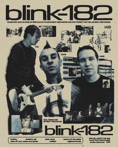 an advertisement for blink - 1082 featuring two men with guitars