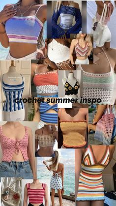 crochet tops and bags Crochet Pillow Pattern, Crochet Summer, Crochet Crop Top, Summer Crochet