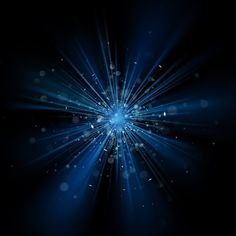 an abstract blue light burst background with stars and sparkles in the center on a black background