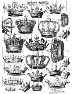 an old fashioned drawing of crown crowns