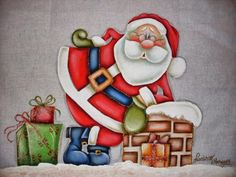 a painting of santa claus with presents