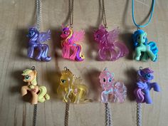 These necklaces were handmade by me using used plastic mini figures from Hasbro that I upcycled into charms and new chains made of plated gold, plated silver, and waxed cotton.  All materials are nickel-free from a smoke-free and cat-friendly home. If you have any questions, feel free to message me! Cute Handmade Plastic Necklace, Loser Core, Fluttershy Pinkie Pie, Xmas Wishes, Indie Jewelry, Purple Unicorn, Princess Luna, Aesthetic Jewelry, My Little Pony Characters