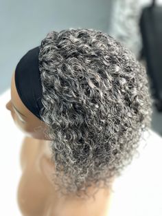 This is human hair Remy hair in 44 gray. This is tight curl and can be shampooed and conditioned then air dried to maintain the curls. Use leave-in conditioner and mousse to tame the frizz if necessary. It is made on a stretchy easy wear cap with adjustable Velcro straps for fitting. Inside combs for extra security. See my YouTube channel for more details: tondasstyles Headband Wig, Short Human Hair Wigs, Tight Curls, Headband Wigs, Leave In Conditioner, Fashion Hair, Remy Hair, Velcro Straps, Leave In