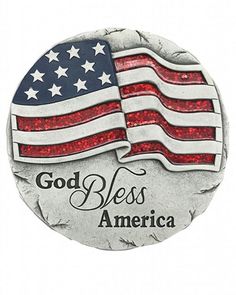 an american flag is on top of a stone with the words god's america