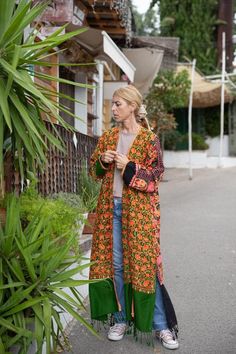 Shalimar Embroideried Woollen Kimono - Etsy Spring Folk Long Outerwear, Traditional Spring Kimono With Intricate Embroidery, Spring Folk Kimono With Floral Embroidery, Spring Folk Style Embroidered Kimono, Embroidered Kimono For Spring Festival, Folk Long Sleeve Kimono For Fall, Spring Folk Long Kimono, Folk Style Long Sleeve Kimono For Fall, Winter Folk Style Long Sleeve Kimono