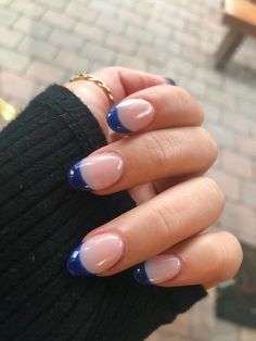 navy nails #nails #nailart Teen Nails, 00s Mode, Navy Nails, Viral On Tiktok, Spring Nail Designs, Eye Nails, Summery Nails, Basic Nails, Casual Nails