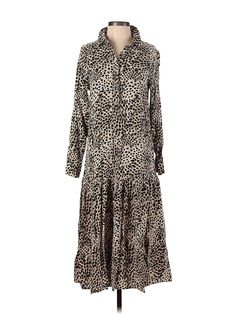 H&M Casual Dress Size: X-Small Brown Dresses - used. 100% VISCOSE, Tie Neck, Animal Print, Midi/Calf Length, Long Sleeve | H&M Casual Dress: Brown Animal Print Dresses - Used - Size X-Small Casual Flowy Midi Dress By H&m, Flowy Casual Midi Dress By H&m, H&m Casual Long Sleeve Maxi Dress, H&m Long Sleeve Maxi Dress For Daywear, H&m Long Sleeve Midi Dress For Spring, H&m Long Sleeve Spring Midi Dress, H&m Long Sleeve Midi Dress For Fall, H&m Midi Length Dresses For Fall, H&m Casual Flowy Maxi Dress