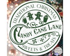 the logo for candy cane lane sweets and treats