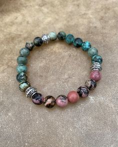 Balanced Heart & Mind Bracelet African Turquoise Rhodonite Crystal Jewelry Wisdom Protection Emotional Balance Boho Bracelet Stack Bracelet - Etsy Casual Jewelry Bracelet For Meditation, Spiritual Turquoise Beaded Hypoallergenic Bracelet, Hypoallergenic Turquoise Beaded Bracelets For Healing, Spiritual Turquoise Bracelets For Healing, Casual Turquoise Jewelry For Healing, Multicolor Bohemian Hypoallergenic Bracelet, Bohemian Multicolor Hypoallergenic Bracelet, Casual Multicolor Jewelry For Meditation, Turquoise Spiritual Bracelets For Friendship