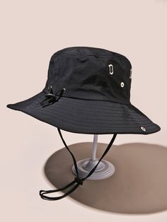 Black Casual   Polyester Plain Bucket Hat Embellished  Spring/Summer Women Accessories Sun Visor Hat, Bucket Hat Black, Summer Sun Hat, Sun Protection Hat, Fishing Hat, Game Dresses, Visor Hats, Hat For Man, Khaki Color