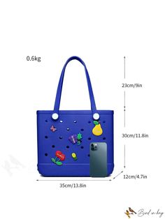 BirdinBag - Stylish & Spacious Waterproof Beach Tote Bag for Women with Random Accessory Trendy Blue Outdoor Bags, Casual Waterproof Shopping Bags, Casual Waterproof Bags For Shopping, Casual Square Bag For Outdoor, Casual Square Shoulder Bag For Outdoor, Summer Outdoor Bag With Removable Pouch, Rectangular Shoulder Bag For Summer Outdoors, Rectangular Shoulder Bag For Outdoor Summer, Rectangular Summer Shoulder Bag For Outdoor