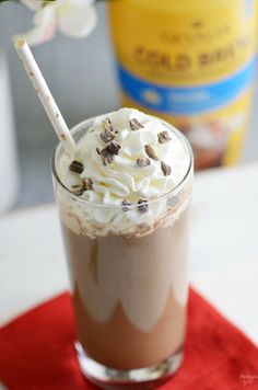 there is a drink with whipped cream and chocolate