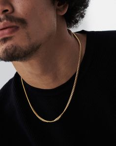 Mens Round Curb Chain Necklace 18k Gold Vermeil. Simple Design to Make a Statement. Featuring a Soft Curb Chain and Rounded Edges, this Distinctive Necklace is a Versatile Addition to Your Everyday Armour. Wear Solo for Classic Styling. Metal: 18K Gold Plated Vermeil on Sterling Silver Total Length: 500mm Chain Width: 4. 16mm Weight: 20. 13g Product Code: Mj-G-N5-Ns Mens Chain Designs, Chain Necklace Outfit, Men's Necklace Gold, Mens Gold Chain Necklace, Gold Necklace For Men, Boys Necklace, Gold Chain Design, Curb Chain Necklace, Mens Gold Bracelets