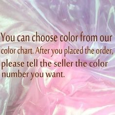 a pink and purple background with the words you can choose color from our color chart after you placed the order, please tell the seller the color number you want