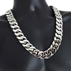 Super chunky, 25MM wide, 28 inch long Cuban curb link, men's hip hop chain necklace. INSANE size, superior quality, stamped stainless steel necklace. Stylish, ultra strong, chunky lobster clamp lock. Ridiculously HEAVY chain necklace weighs over 500+ grams total weight. Hard to find, MONSTER SIZE and available for purchase now from a USA dealer. Enjoy 100% FREE SHIPPING in the USA! Silver Cuban Link Necklace With Chunky Chain For Streetwear, Stainless Steel Chain Link Necklace For Streetwear, Silver Chain Link Necklace For Streetwear, Chunky Chain Stainless Steel Jewelry For Streetwear, Silver Chain Cuban Link Necklace For Streetwear, Chunky Chain Cuban Link Necklace For Streetwear, Silver Stainless Steel Chain Necklace For Streetwear, Chunky Cuban Link Necklace For Streetwear, Streetwear Stainless Steel Silver Chain Necklace