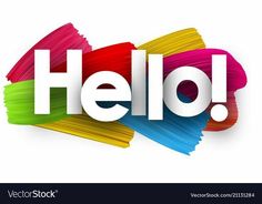 the word hello written in different colors on a white background with clippings for text