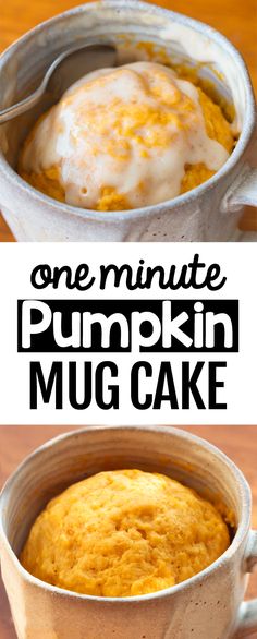 one minute pumpkin mug cake is the perfect dessert for fall and it's so easy to make