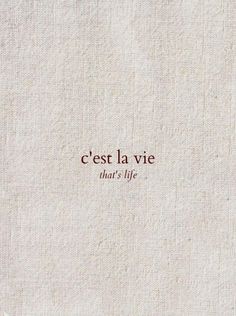 the words written in red ink on a white linen textured background that says,'cest la vie that is life '