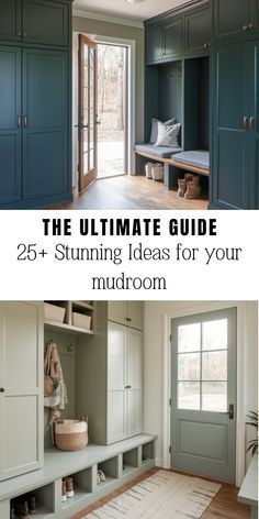 Mudroom Custom Cabinets, Front Room Mudroom, Main Entry Mudroom, 3 Locker Mudroom, Mud Room Ideas Contemporary, Cool Mudroom Ideas, Built In Mudroom Lockers With Bench, Mudroom With Open Lockers, Open Mud Room Ideas