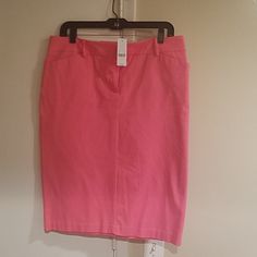 Coral, Super Comfy, Stretch, Right Above The Knee, Brand New Casual Pink Skirt For Work, Pink Skirt With Pockets For Work, Pink Lined Skirt For Work, Pink Lined Skirt For Workwear, Casual Pink Mini Pencil Skirt, Pink Stretch Knee-length Pencil Skirt, Pink Stretch Skirt With Pockets, Pink Stretch Skirt For Work, Pink Stretch Skirt For Workwear